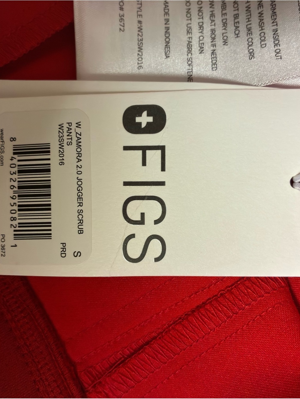 Figs Red Women’s Scrub Pants with Drawstring Waist Size Small - Picture 4 of 5